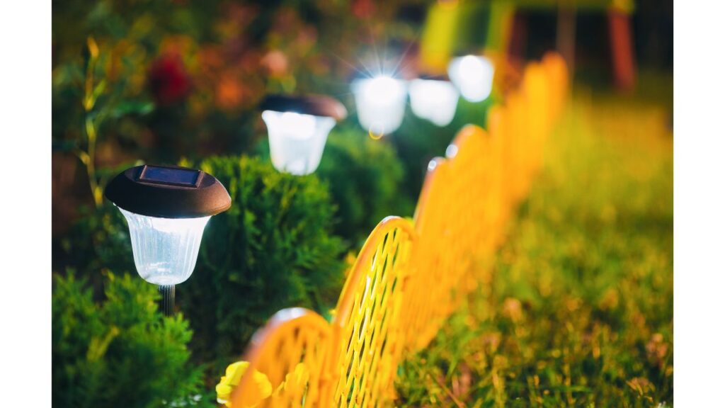 Image of solar power LED lights by Canva. 
Blog Post Name - Top Eco Friendly Party Ideas (2024) - Fun & Budget Friendly! 
#sustainablepartyideas #ecofriendlypartydecorations #ecofriendlypartybags #ecofriendlypartyfavors #ecofriendlyeventideas 
