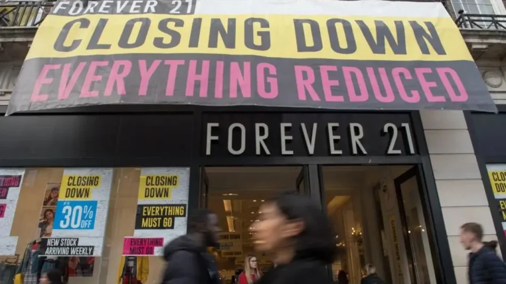 closing down of forever 21 stores during covid. 